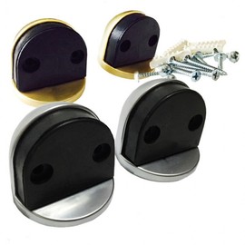 Sleek Half-Moon Floor Door Stop - Modern Design 2-Piece Set Silver