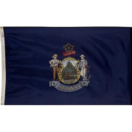 3x5 Foot (90x150 cm) State Polyester Indoor/Outdoor Flag; Vivid Color and Fade Proof - Canvas Header and Double Stitched (Maine)