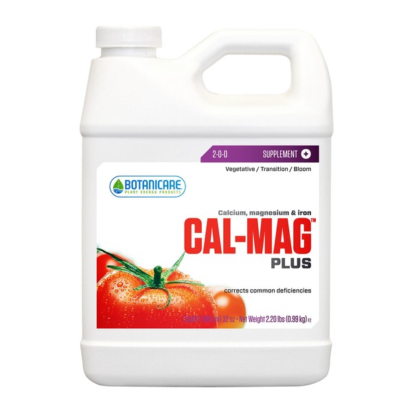 Botanicare HGC732110 Cal-Mag Plus, A Calcium, Magnesium, And Iron Plant Supplement, Corrects Common Plant Deficiencies, Add To Water Or Use As A Spray, 2-0-0 NPK, Quart