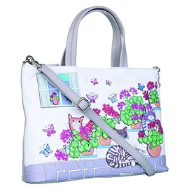 Mala Leather Santorini Collection Leather Grab/Cross Body Bag 7310_98 Grey