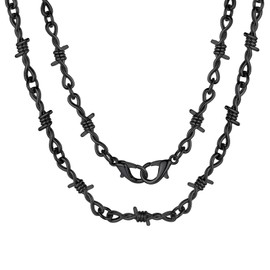Black Chain Necklace for Mens Thorns Link Chain 6mm 22 inch