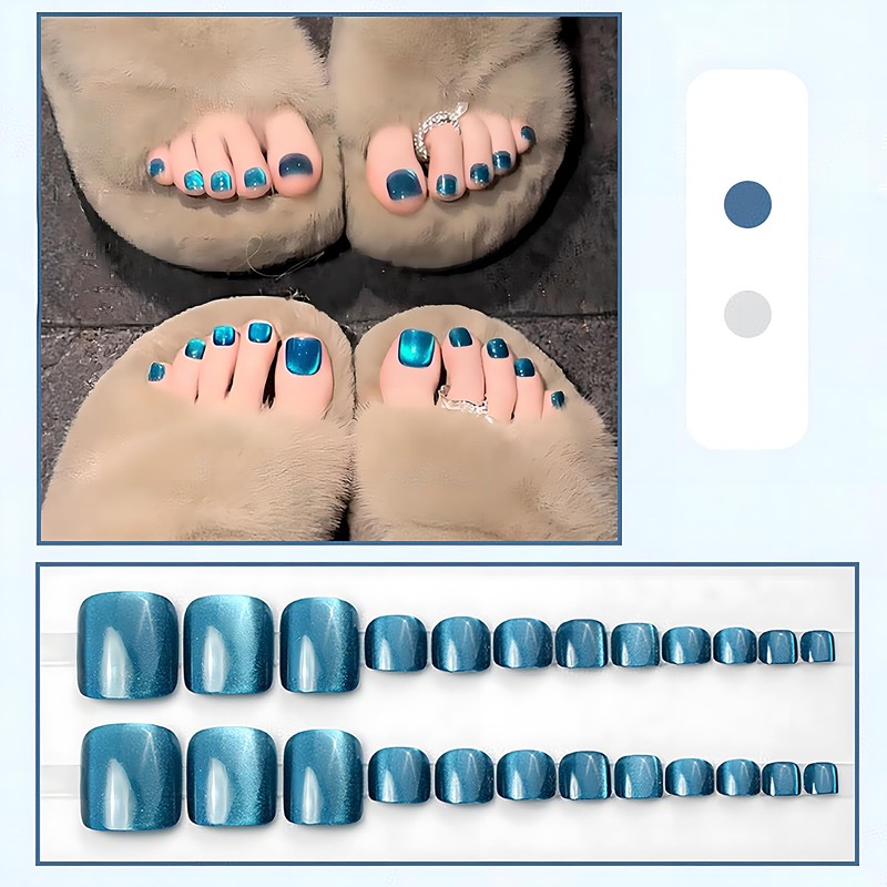 [NEURAD]ネイルチップ 足用 青 24枚入 フットネイル フットネイルチップ 足用ネイルチップ マグネット 夏 付け爪