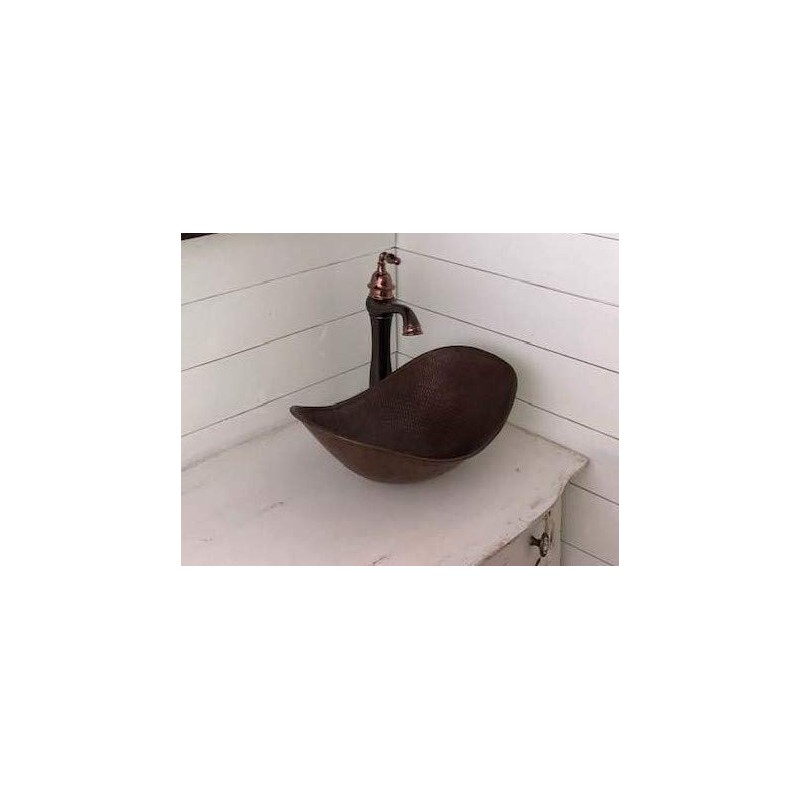 Simply Copper 17" Oval Sleigh Design Copper Vessel Bathroom Sink