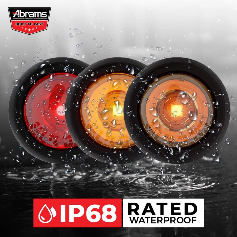 Abrams Round 3/4" Amber 1 LED Side Marker Trailer Lights