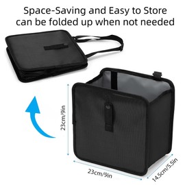 Foldable Car Trash Can, Hanging Waterproof Leakproof Trash Can Storage Bag for Car with, Car Interior Accessories(Black)