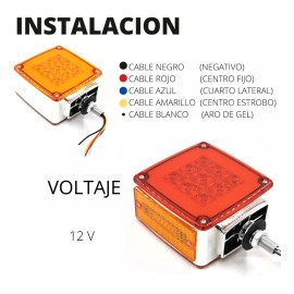 Par Plafon 24 Led Direccional Cuadrada Gel Estrobo 12-24v
