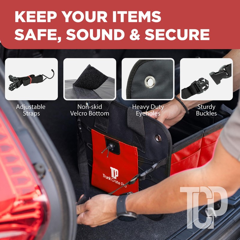 TRUNKCRATEPRO Red Car Accessories Trunk Organizer for Car, SUV Premium