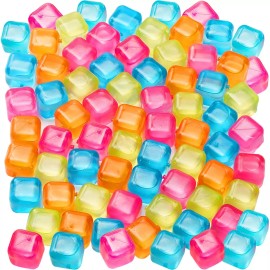Tivcck 60Pcs Reusable Ice Cubes,Colorful Plastic Ice Cubes,Refreeza