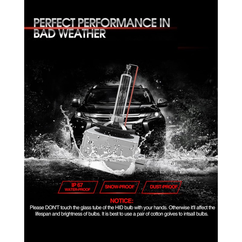 Torchbeam D3S HID Headlight Bulbs, 8000K White Blue, High/Low Beam,