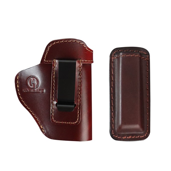 Kosibate Leather Holster, IWB Gun Holster for G17 19 22 23 26 / Sig P226 P229 SP2022 / Springfield XD XDS XDM/S&W M&P Shiedld 9MM(Brown)