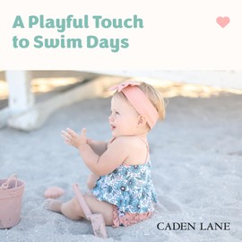 Caden Lane Swim Bow, UPF 50+ Sun Protection, Quick-Drying and Chlorine Resistant Nylon-Spandex Headband, Soft, Stretchy & Stylish Accessory for Baby, Infant, Toddler, Ocean Coral, X-Small