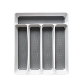 Oriental riverkit Cutlery Tray with 5 Compartments, Non-Slip Plastic Cutlery Organiser, BPA-Free Drawer Insert for Kitchen Drawers, 32.2 x 28.4 x 4.7 cm