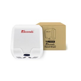 5Seconds High-Speed Commercial Hand Dryer for Bathroom – ADA Compliant, UL Listed, 1800W Energy-Saving Automatic Electric Wall-Mounted Dryer with White Stainless Steel Cover, Plug-in