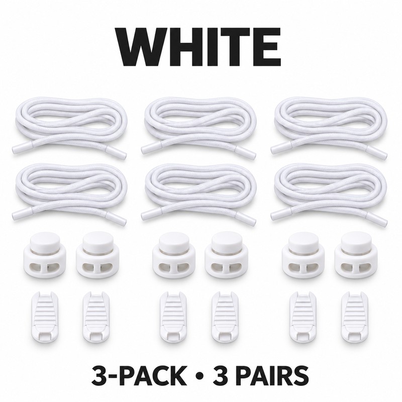 Elastic No-Tie Shoelaces with Button Lock – Stretch Round Laces