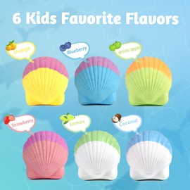 Bath Bombs for Kids with Surprise Inside, 6 PCS Natural Organic Bath Bombs for Girls & Toddlers Aged 3-12, Kids Bath Bombs Gift Set with Mermaid Bracelets Hair Clip Jewelry Bag for Birthday Christmas