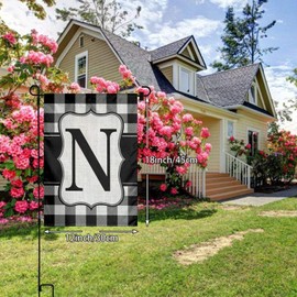 YANGHOME Monogram Initial N Burlap Garden Porch Lawn Flag Farmhouse Decorations Mailbox Decor Welcome Sign 12x18 Inch Small Mini Size Double Sided Flax Nylon Linen Fabric