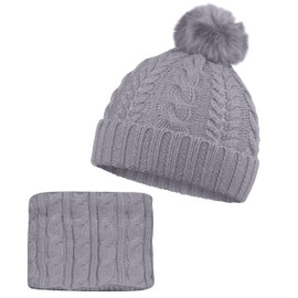 HiFEN® Kids Insulated Fur Lined Layered Hats and Neck Warmer Set For Cold Weather Make You Warm In Winter