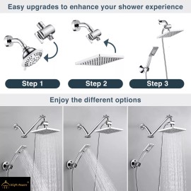 BRIGHT SHOWERS NEW BRIGHT SHOWERS Rain Shower Head with Handheld Combination Set PSS1807-01