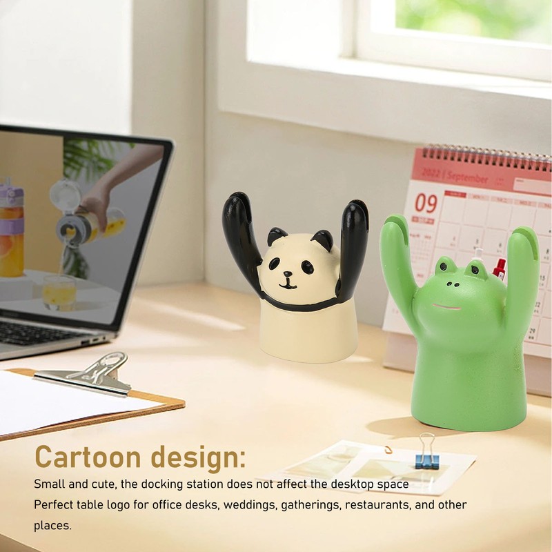 4Pcs Desktop Card Holder Resin Cartoon Animal Shape Cute Message