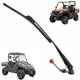 15.7" UTV Manual Windshield Wiper,Chikia Wiper for Can Am,Hisun,CFMOTO,golf cart,Polaris Ranger RZR,Hand Operated Wiper Blades Assembly Instruction Included