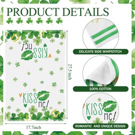 Zubebe 6 Pcs St. Patrick's Day Kitchen Towel Irish Lucky Shamrock Dish Towel Watercolor Gnome Hand Towels Reusable Tea Towel for Holiday Cooking Baking Drying Cleaning Wipes Home Decor, 18 x 28 Inch