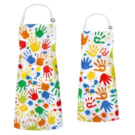MCPESAS 2 Pack Parent and Child Aprons Set, Art Aprons with Pockets for Kid Painting Cooking Baking, Mum and Kids Artist Apron, Kids Painting Apron for Crafting