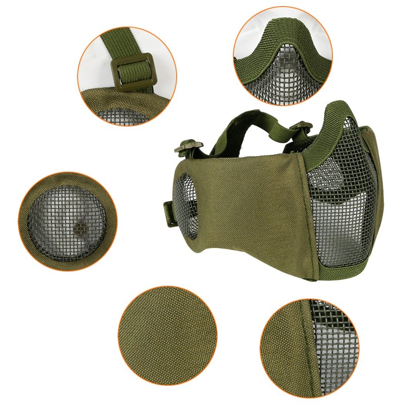 AOUTACC Airsoft Mesh Mask with Ear Protection and Adjustable Baseball