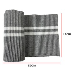 1pc Grey Ribbing Fabric Polyester Elastic Ribbed Cuffs White Stripes Pattern Elastic Rib Knit Fabric for Cuffs,Neck Bands,Waistband,95CM*14CM