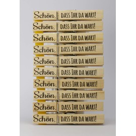 Webermann Set of 10 Wooden Pegs – Clothes Pegs with Text "Schön, DASS Ihr da wart" – High-Quality Decorative Wooden Pegs – Ideal as Photo Pegs, Table Decoration, Napkin Holder