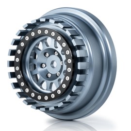 QUE-T Aluminium Beadlock Wheels for 1/7 Unlimited Desert Racer UDR Wheel Hubs,Suit for Tires 101063-00 Only, Pack of 1 (Titanium & Black)