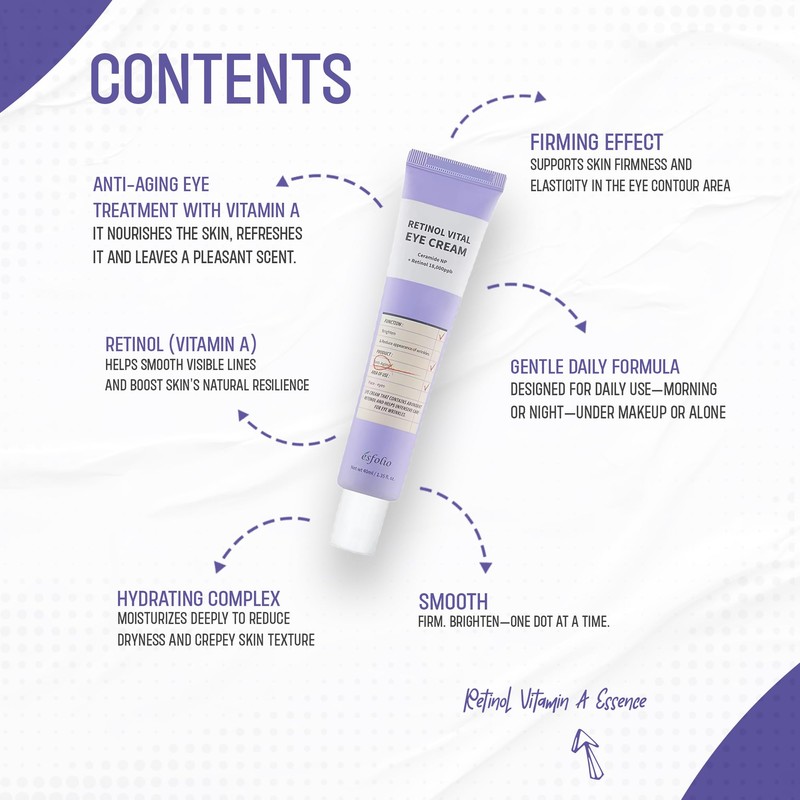 Esfolio Retinol Vitamin A Eye Cream, Daily Skin Care for