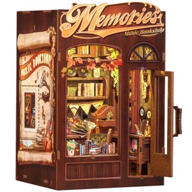 Cutefun Book Nook Kit - DIY Miniature House Kit for Bookshelf Decor, Book Nook Kits for Adults & Beginners, 3D Wooden Puzzle Dollhouse, Ideal Gift for Book Lovers (Memories Music Bookshop)