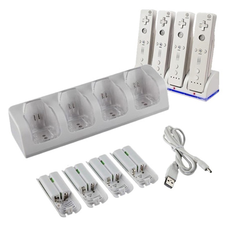 4Pcs 2800mAh Rechargeable Cells and Wii Cell Charge Dock Stand