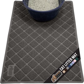 GORILLA GRIP Cat Litter Box Mat, Water Resistant, US Designed Kitty Litter Trapping Mats, Easy to Clean, Scatter Control, Less Mess and Clean Floors, Kitten Supplies for Indoor Cats, 24x17 Dark Gray