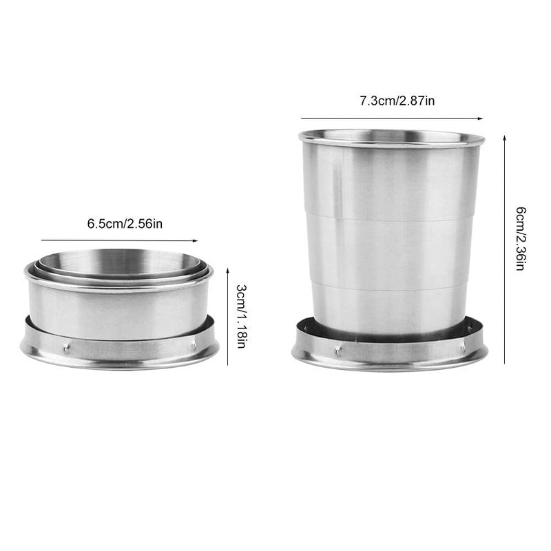 Foldable Cup, Folding Cup, Extendable Cup Made of Stainless Steel,