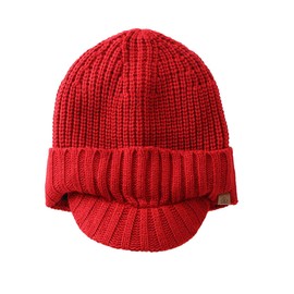 Magracy Men's Winter Knit Visor Hat Outdoor Thick Peaked Beanie Hat Red