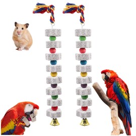 2 Stück Große Vogel Kauspielzeug，Vogel Kauspielzeug，Vogelschnabel-Schleifstein，Papagei Vogel Zähne Schleifstein Hängende Schnur Kauspielzeug，Geeignet für Wellensittiche, Nymphensittiche, Hamster
