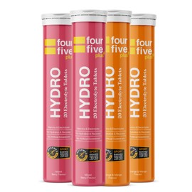 fourfive fourfive Hydration Tablets (Berry&Orange) Low Calorie Vitamin Electrolytes, Vegan, Magnesium & Calcium, Sports Hydration - 4x20 Effervescent Tablets