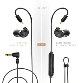 MEE audio - M6 PRO 2nd Generation Musicians’ in-Ear Monitors Wired + Wireless Combo Pack: Includes Stereo audio Cable and Bluetooth audio Adapter (Black)