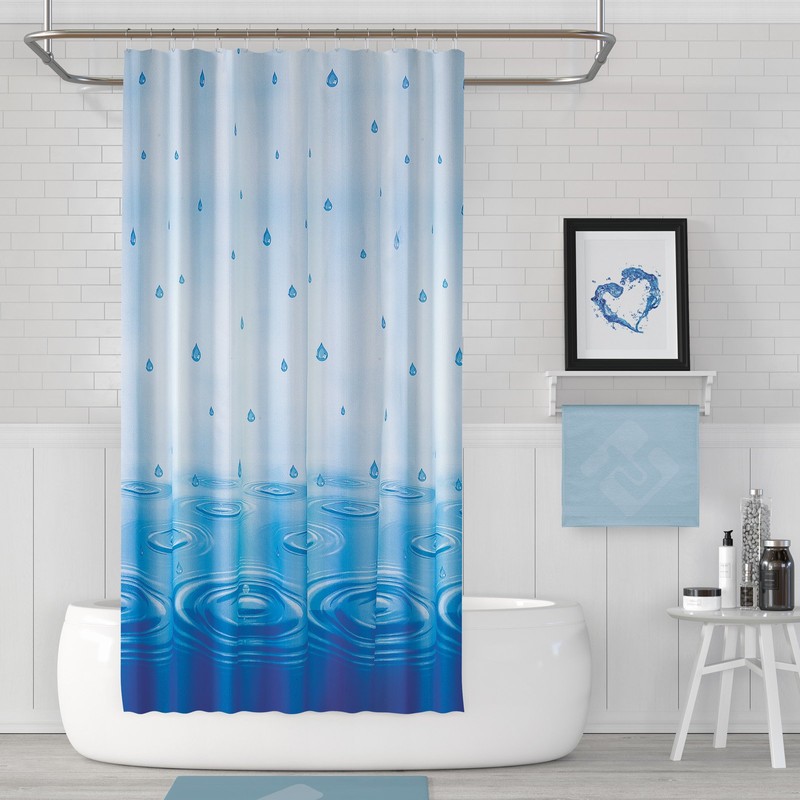 beytug Antibacterial Fabric Shower Curtain, Narrow Width, Extra Long -