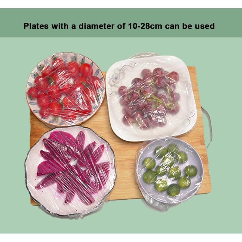 Pack of 100 Transparent Food Storage Bags, Elastic Disposable Storage