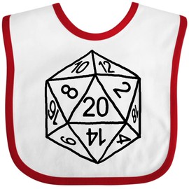 inktastic 20 Sided White Dice Baby Bib White and Red - Gus Fink Studios 2a8e0