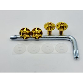 Kuroobaa Car License Plate Bolt License Plate Frame Titanium Anti-Theft Screws M6 Set of 4 (Gold)