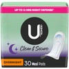 U by Kotex Clean & Secure Overnight Maxi Pads, 30
