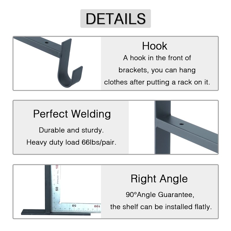 OVOV Closet Rod Bracket Heavy Duty 10 Inch Closet Shelf
