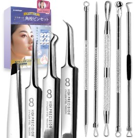Square Bottle Remover Tweezers, Tweezers, Tweezers, Acne, Blackheads, Strawberry Nose, Pore Care, Instruction Manual Included, Japanese Brand (Set of 10)