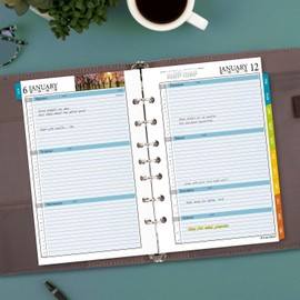 AT-A-GLANCE 2025 Planner Refill, Weekly & Monthly, 5-1/2" x 8-1/2", Desk Size, Loose-Leaf, Zenscapes (281-285Y-25)