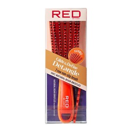 Red by Kiss Glide & Define Non-Slip Detangling Brush with Natural 1OO% Boar Bristles for Natural Hair