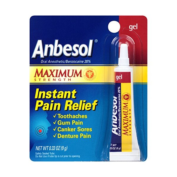 Anbesol Maximum Strength Oral Anesthetic Gel 0.33 Ounce(Pack of 3)
