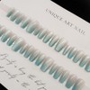 Dikixe Sky Blue Shimmer Cat Eye Medium Coffin Press On